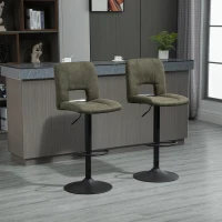 HOMCOM Modern Bar stools, Counter Height Kitchen Stools Armless Adjustable Height with 360 Degree Swivel Seat, Set of 2, Dark Olive(m-1)
