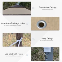 Outsunny 13' x 13' Outdoor Pop-Up Party Tent Canopy with Top Vent, 3-Level Adjustable Height, and Roller Bag, Khaki(m-8)