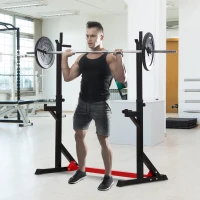 Soozier Barbell Rack Stand Squat Rack Heavy Duty Steel Construction Adjustable Squat Rack for Home Gym Fitness, Black(m-1)