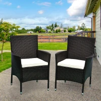 Outsunny 2 Piece Patio Armchair Wicker Chair Outdoor Modern PE Rattan w/ Cushion Brown(m-1)