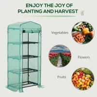 Outsunny 28" x 20" x 63" Portable Greenhouse with 4 Tier Shelves Outdoor Hot House Plant Flower Greenhouse, Steel Frame, PE Cover, Green(m-5)
