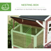 PawHut 79'' Chicken Coop Wooden Hen House Rabbit Hutch Poultry Cage Pen Outdoor Backyard with Nesting and Running Box, Ladder, Removable Tray, Multiple Doors (Red & White)(m-6)