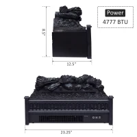HOMCOM Electric Fireplace Insert with Realistic Log Flame Effects, Electric Log Fireplace with Glowing Ember Bed and Remote Control, 4777 BTU, Black(m-3)