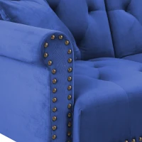 HOMCOM Modern Fabric Sectional Sofa Bed Set, Double Sofa and Chaise Lounge with Adjustable Backrest and 2 Removable Cushions, for Living Room Waiting Room, Blue(m-8)