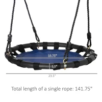 Outsunny 23.5 Inch Saucer Tree Swing, Outdoor Flying Swing for Kids with Adjustable Hanging Ropes, Metal Frame, Breathable Mesh, Blue(m-3)