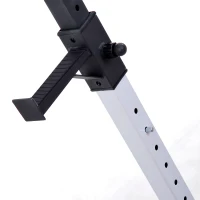 Soozier Adjustable Stable Power Squat Stand Portable 2 Bars Barbell Holder Weight Rack (Black/White)(m-9)