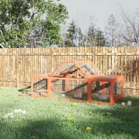 PawHut Large Wooden Rabbit Hutch Small Animal Habitat Enclosure Outdoor Run and Lockable Doors - Natural(m-2)