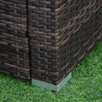 Outsunny 5PC Outdoor Modular Rattan Wicker Sofa Set Aluminum Frame Garden Sectional Patio Furniture with Table, Brown(m-13)