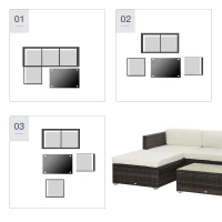 Outsunny 5PC Outdoor Modular Rattan Wicker Sofa Set Aluminum Frame Garden Sectional Patio Furniture with Table, Brown(m-6)