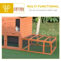 PawHut Large Wooden Rabbit Hutch Small Animal Habitat Enclosure Outdoor Run and Lockable Doors - Natural(m-6)