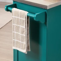 HOMCOM Rolling Kitchen Island Storage Cart, Kitchen Cabinet with Stainless Steel Top, Glass Door & Drawers for Kitchen, Green(m-10)