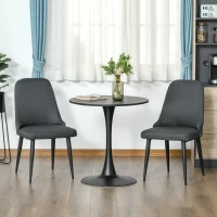 HOMCOM Modern Dining Chair Set of 2, Fabric Upholstered Side Chairs for Kitchen Living Room with Metal Legs, Charcoal Grey(m-7)