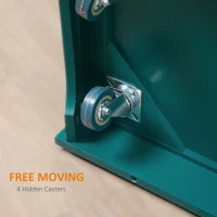 HOMCOM Rolling Kitchen Island Storage Cart, Kitchen Cabinet with Stainless Steel Top, Glass Door & Drawers for Kitchen, Green(m-7)