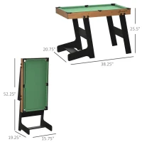 Soozier 38'' Mini Pool Table Set Tabletop Billiards Game, Fun for Whole Family Game Room Man Cave, with Easy Folding for Storage, with Balls, Cues, Chalk, Brush(m-3)