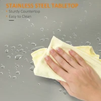 HOMCOM Rolling Kitchen Island Storage Cart, Kitchen Cabinet with Stainless Steel Top, Glass Door & Drawers for Kitchen, Green(m-6)