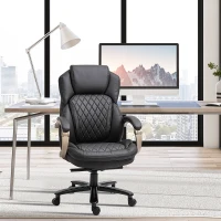 Vinsetto Big and Tall Executive Office Chair with Wide Seat, Computer Desk Chair with High Back Diamond Stitching, Adjustable Height & Swivel Wheels, Brown(m-2)