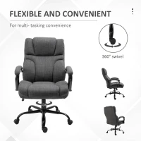 Vinsetto 500lbs Big and Tall Office Chair with Wide Seat, Ergonomic Executive Computer Chair with Adjustable Height, Swivel Wheels and Linen Finish, Dark Gray(m-5)