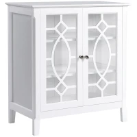 HOMCOM Sideboard Display Cabinet with Double Framed Glass Doors, 2 Adjustable Shelves, and Elevated Base, White(m-1)