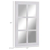 HOMCOM 40" x 24" Farmhouse Decorative Wall Mirror, Windowpane Mirror for Wall in Living Room, Bedroom, Rustic White(m-3)
