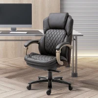 Vinsetto Big and Tall Executive Office Chair with Wide Seat, Computer Desk Chair with High Back Diamond Stitching, Adjustable Height & Swivel Wheels, Brown(m-9)