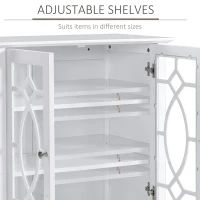 HOMCOM Sideboard Display Cabinet with Double Framed Glass Doors, 2 Adjustable Shelves, and Elevated Base, White(m-6)