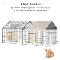 PawHut 87x41x41-IN Cat Catio Guinea Pig Cage Rabbit Cage Metal Chicken Coop Run Duck Fence with Cover and Multiple Doors, Beige(m-5)