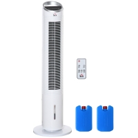 HOMCOM 40" Portable Oscillating Air Cooler Fan for Home Office, 3-In-1 Standing Ice Floor Fan with Humidifier, 3 Modes, 3 Speeds, 8H Timer, Remote, LED Display, White