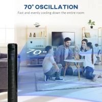 HOMCOM 38" Bedroom Tower Fan with Aroma Diffuser, 70掳 Oscillating, 3 Speeds, 12H Timer, Remote Control, Black(m-3)