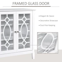 HOMCOM Sideboard Display Cabinet with Double Framed Glass Doors, 2 Adjustable Shelves, and Elevated Base, White(m-5)