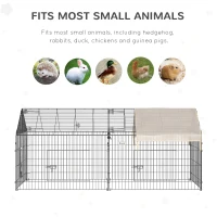 PawHut 87x41x41-IN Cat Catio Guinea Pig Cage Rabbit Cage Metal Chicken Coop Run Duck Fence with Cover and Multiple Doors, Beige(m-6)