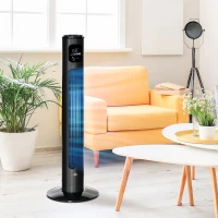 HOMCOM 38" Bedroom Tower Fan with Aroma Diffuser, 70掳 Oscillating, 3 Speeds, 12H Timer, Remote Control, Black(m-8)