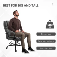 Vinsetto 500lbs Big and Tall Office Chair with Wide Seat, Ergonomic Executive Computer Chair with Adjustable Height, Swivel Wheels and Linen Finish, Dark Gray(m-8)