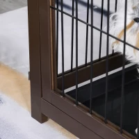 PawHut 4 in 1 Furniture Style Dog Crate End Table, Pet Gate, Dog Fence with Removable Top, Brown(m-13)