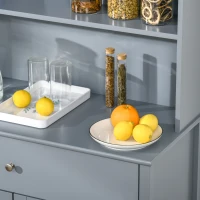 HOMCOM Modern 58" Kitchen Buffet with Hutch, Microwave Cabinet with Drawer and Storage Cupboard, Grey(m-13)