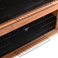 PawHut Outdoor Rabbit Hutch with Wheels, Quick on-the-Go Feeding, Wooden Rabbit Cage, Waterproof, Medium(m-12)