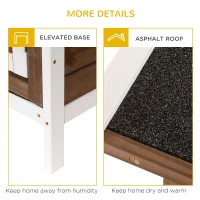 PawHut Wooden Rabbit Hutch w/ Dividers Asphalt Roof for Small Animals & Outdoors, Brown(m-7)