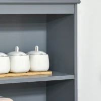 HOMCOM Modern 58" Kitchen Buffet with Hutch, Microwave Cabinet with Drawer and Storage Cupboard, Grey(m-12)