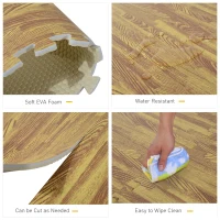 HOMCOM Soft EVA Foam Interlocking Floor Mats 96 Square Feet Exercise Workout Mat Kid Play Mat 24pcs(Light Grain Wood)(m-5)