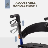 HOMCOM Rollator Walker for Seniors and Adults with 8'' Wheels, Seat, Aluminium Lightweight Folding Rolling Walker with Adjustable Handle, Storage Bag, Dual Brake, Blue(m-4)