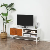 HOMCOM TV Stand with Open Shelves and  Storage Cupboard with Door, Entertainment Center with Cable Holes for TVs up to 47 inches, for Living Room Bedroom(m-1)