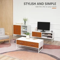 HOMCOM TV Stand with Open Shelves and  Storage Cupboard with Door, Entertainment Center with Cable Holes for TVs up to 47 inches, for Living Room Bedroom(m-4)