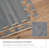 HOMCOM Soft EVA Foam Interlocking Floor Mats 96 Square Feet Exercise Workout Mat Kid Play Mat 24pcs (Grey)(m-4)