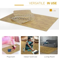 HOMCOM Soft EVA Foam Interlocking Floor Mats 96 Square Feet Exercise Workout Mat Kid Play Mat 24pcs(Light Grain Wood)(m-7)