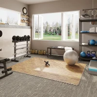 HOMCOM Soft Wood Grain EVA Foam Interlocking Floor Mats 72 Square Feet Exercise Workout Mat Kid Play Mat 18pcs (Light Wood Grain)(m-1)