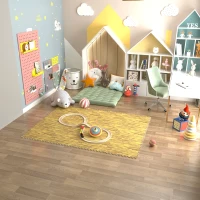 HOMCOM Soft EVA Foam Interlocking Floor Mats 96 Square Feet Exercise Workout Mat Kid Play Mat 24pcs(Light Grain Wood)(m-1)