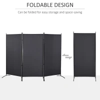 HOMCOM 6' 3 Panel Room Divider, Double Hinged Folding Wall Divider, Indoor Privacy Screen for Home Office,  Charcoal Grey(m-4)