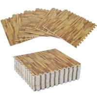 HOMCOM Soft Wood Grain EVA Foam Interlocking Floor Mats 72 Square Feet Exercise Workout Mat Kid Play Mat 18pcs (Light Wood Grain)(m-2)