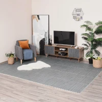 HOMCOM Soft EVA Foam Interlocking Floor Mats 96 Square Feet Exercise Workout Mat Kid Play Mat 24pcs (Grey)(m-1)