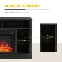 HOMCOM Electric Fireplace TV Stand for TV's up to 47" Flat Screen, Living Room Storage Cabinet, Entertainment Center with Adjustable Shelves, Cable Management, Espresso(m-5)