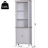 HOMCOM 69" Tall Wood Kitchen Pantry Cupboard Storage Cabinet Shelves Home Organizer White(m-3)
